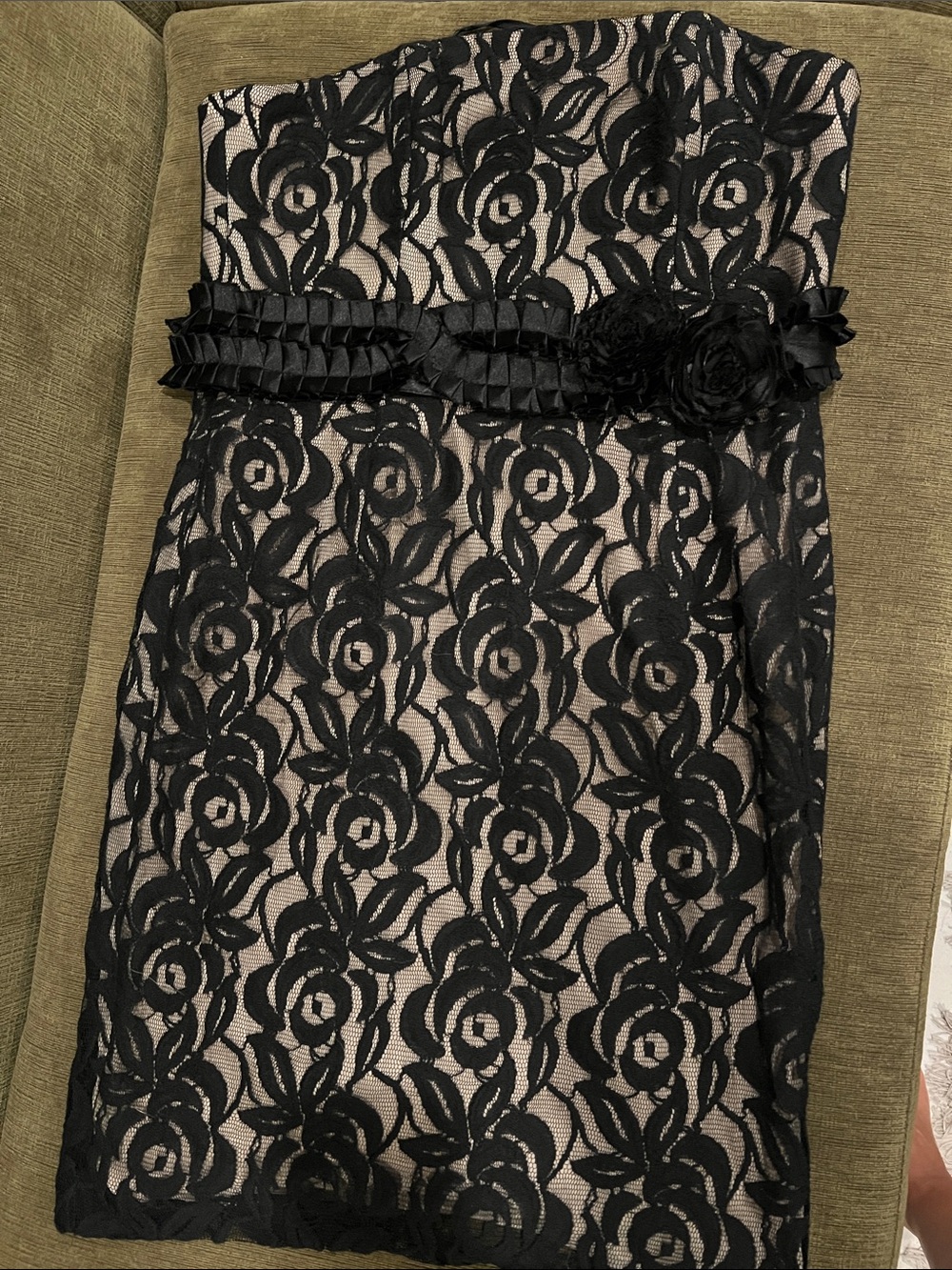 Brand new Suzi Chin strapless black lace dress